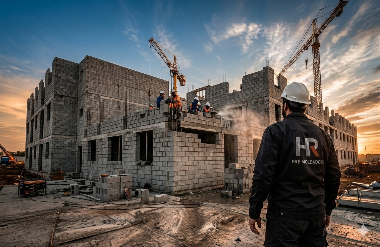 Obras executadas com blocos HR Pré-Moldados